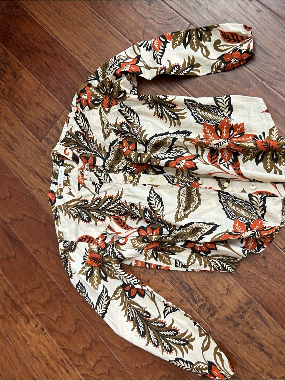 Jude Connolly Floral Button-Up Blouse in Cream, Olive & Rust